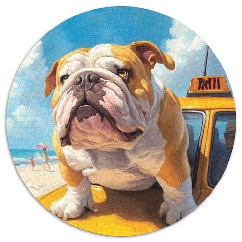Bulldog Puzzle 1000 Teile Rund Puzzles Erwachsene Und Kinder Croissant Circular Herausforderndes Spielzeug Lustiges Stressabbau Teenager Schwer 1000pcs (67.5x67.5cm) von RTTASVLZX