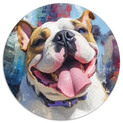 Bulldog Puzzle 1000 Teile Rund Puzzles Erwachsene Und Kinder Handwerk Großes Gemütliche Schwieriges Croissant Circular Herausforderndes Spielzeug 1000pcs (67.5x67.5cm) von RTTASVLZX