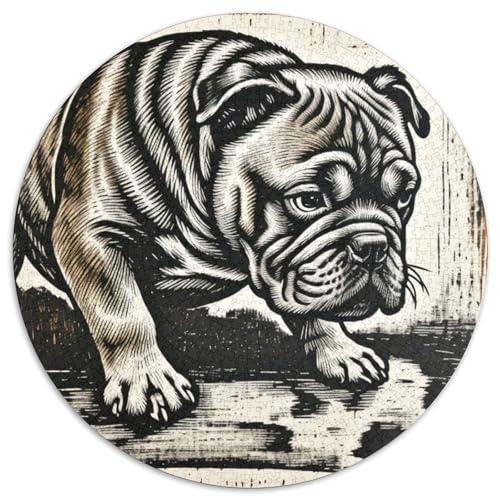 Bulldog Puzzle 1000 Teile Rund Puzzles Erwachsene Und Kinder Poster Spiel Abbauen Impossible Stress Stressfreisetzung Anspruchsvoll Kreative 1000pcs (67.5x67.5cm) von RTTASVLZX