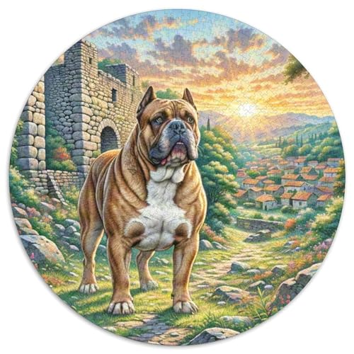 Bullmastiff 1000 Stück Puzzle Rund Puzzles Erwachsene Und Kinder Geschicklichkeitsspiel Geschenk Spielabende Lernen Fordernde Kleinkinder Heraus Große 1000pcs (67.5x67.5cm) von RTTASVLZX