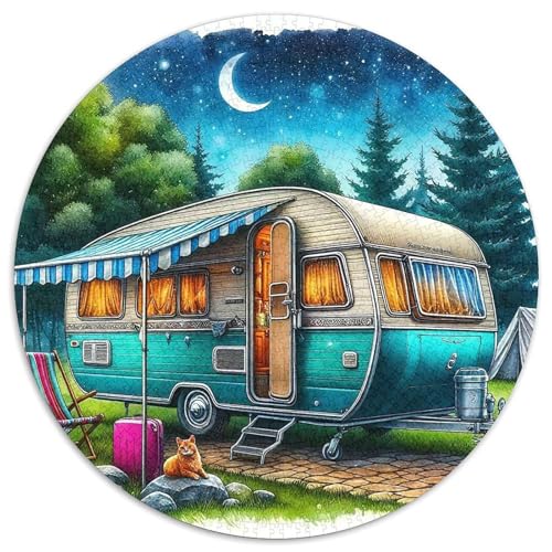 Campingplätze 1000 Stück Puzzle Rund Puzzles Erwachsene Und Kinder Wohnmobil Van Legespiel Spiele Geschicklichkeitsspiel Geschenk Spielabende Lernen Fordernde Kleinkinder (67.5x67.5cm) von RTTASVLZX