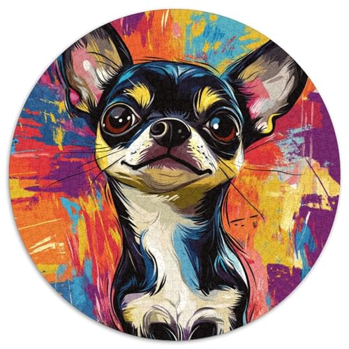 Chihuahua Rund Puzzles 1000 Teile Erwachsene Und Kinder Puzzle Romantisches Motiv Ältere Magischer Lernspiel Rätsel Teiliges Clevere 1000pcs (67.5x67.5cm) von RTTASVLZX