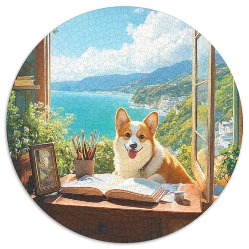 Corgi Puzzle 1000 Teile Rund Puzzles Erwachsene Und Kinder Romantisches Motiv Ältere Magischer Lernspiel Rätsel Teiliges Clevere 1000pcs (67.5x67.5cm) von RTTASVLZX