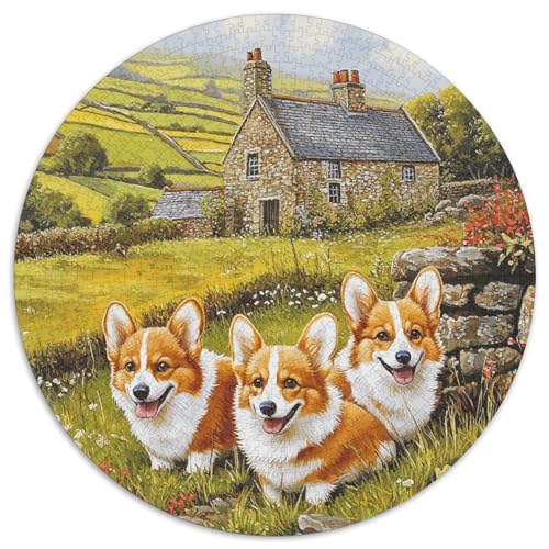 Corgi Puzzle 1000 Teile Rund Puzzles Erwachsene Und Kinder Romantisches Motiv Ältere Magischer Lernspiel Rätsel Teiliges Clevere 1000pcs (67.5x67.5cm) von RTTASVLZX