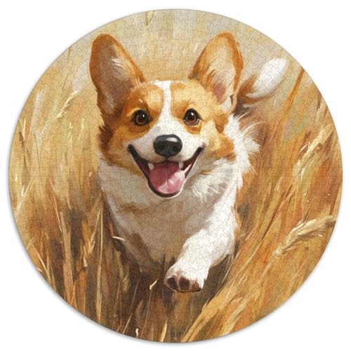 Corgi Rund Puzzles 1000 Teile Erwachsene Und Kinder Puzzle Poster Spiel Abbauen Impossible Stress Stressfreisetzung Anspruchsvoll Kreative 1000pcs (67.5x67.5cm) von RTTASVLZX