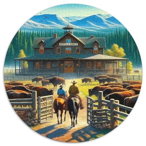 Cowboy 1000 Stück Puzzle Rund Puzzles Erwachsene Und Kinder Cowboy Geschicklichkeitsspiel Geschenk Spielabende Lernen Fordernde Kleinkinder Heraus Große 1000pcs (67.5x67.5cm) von RTTASVLZX