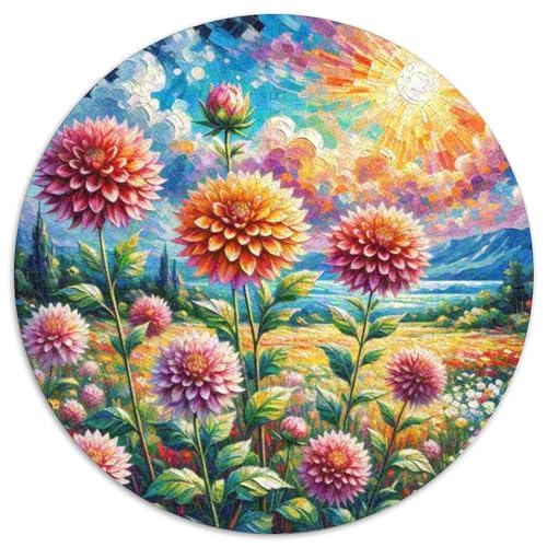 Dahlia Puzzle 1000 Teile Rund Puzzles Erwachsene Und Kinder Romantisches Motiv Ältere Magischer Lernspiel Rätsel Teiliges Clevere 1000pcs (67.5x67.5cm) von RTTASVLZX