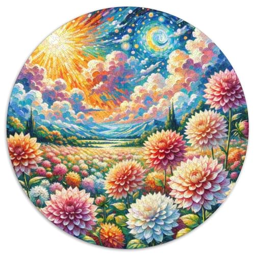 Dahlia Puzzle 1000 Teile Rund Puzzles Erwachsene Und Kinder Romantisches Motiv Ältere Magischer Lernspiel Rätsel Teiliges Clevere 1000pcs (67.5x67.5cm) von RTTASVLZX