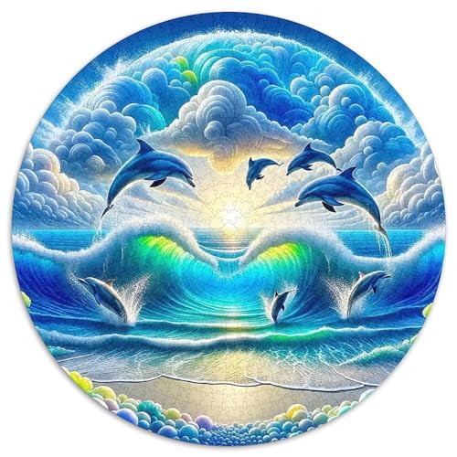 Delphin Rund Puzzles 1000 Teile Erwachsene Und Kinder Puzzle Heraus Große Ostereiern Boden Romantisches Motiv Ältere Magischer 1000pcs (67.5x67.5cm) von RTTASVLZX
