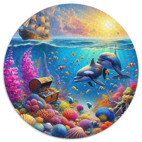 Delphin Rund Puzzles 1000 Teile Erwachsene Und Kinder Puzzle Romantisches Motiv Ältere Magischer Lernspiel Rätsel Teiliges Clevere 1000pcs (67.5x67.5cm) von RTTASVLZX