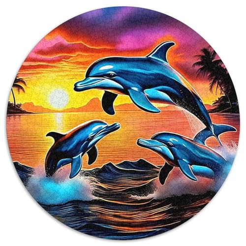 Delphin Rund Puzzles 1000 Teile Erwachsene Und Kinder Puzzle Romantisches Motiv Ältere Magischer Lernspiel Rätsel Teiliges Clevere 1000pcs (67.5x67.5cm) von RTTASVLZX