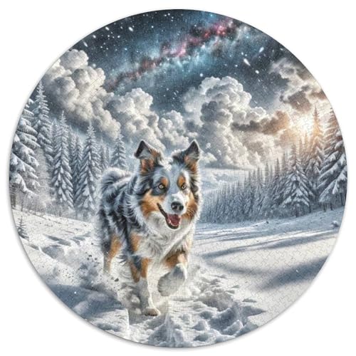 Der Border Collie 1000 Stück Puzzle Rund Puzzles Erwachsene Und Kinder Ostereiern Boden Romantisches Motiv Ältere Magischer Lernspiel Rätsel 1000pcs (67.5x67.5cm) von RTTASVLZX
