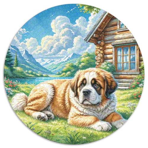 Der Saint Bernard Rund Puzzles 1000 Teile Erwachsene Und Kinder Puzzle Geschicklichkeitsspiel Geschenk Spielabende Lernen Fordernde Kleinkinder Heraus Große 1000pcs (67.5x67.5cm) von RTTASVLZX