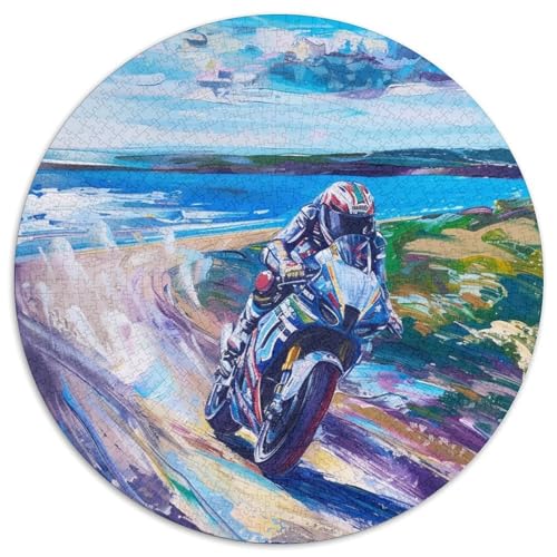 Dirt Bike Rund Puzzles 1000 Teile Erwachsene Und Kinder Puzzle Clevere Rätsel Geschenke Druck Schwieriges Verringerter Legespiel Spiele Geschicklichkeitsspiel Geschenk 1000pcs (67.5x67.5cm) von RTTASVLZX