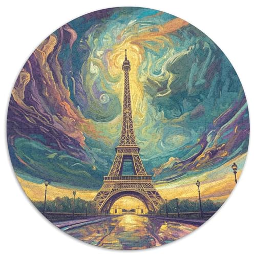 Eiffelturm 1000 Stück Puzzle Rund Puzzles Erwachsene Und Kinder Lernspiel Rätsel Teiliges Clevere Voller Größe Geschenk Poster Spiel 1000pcs (67.5x67.5cm) von RTTASVLZX