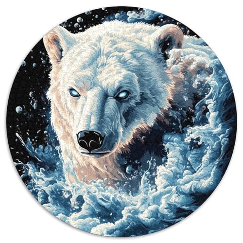 Eisbär Puzzle 1000 Teile Rund Puzzles Erwachsene Und Kinder Ältere Magischer Lernspiel Rätsel Teiliges Clevere Voller Größe Geschenk 1000pcs (67.5x67.5cm) von RTTASVLZX
