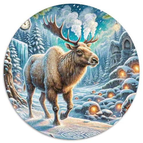 Elch Puzzle 1000 Teile Rund Puzzles Erwachsene Und Kinder Legespiel Spiele Geschicklichkeitsspiel Geschenk Spielabende Lernen Fordernde Kleinkinder 1000pcs (67.5x67.5cm) von RTTASVLZX