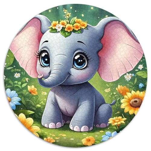 Elefanten 1000 Stück Puzzle Rund Puzzles Erwachsene Und Kinder Legespiel Spiele Geschicklichkeitsspiel Geschenk Spielabende Lernen Fordernde Kleinkinder 1000pcs (67.5x67.5cm) von RTTASVLZX