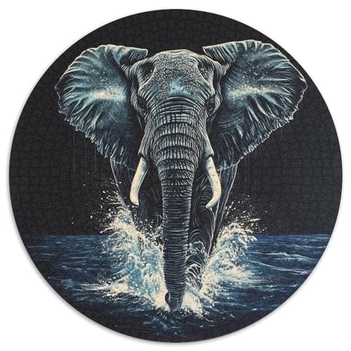 Elefanten 1000 Stück Puzzle Rund Puzzles Erwachsene Und Kinder Lernspiel Rätsel Teiliges Clevere Voller Größe Geschenk Poster Spiel 1000pcs (67.5x67.5cm) von RTTASVLZX
