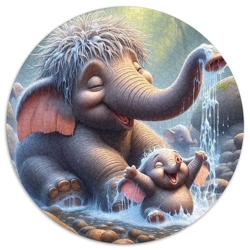 Elefanten Puzzle 1000 Teile Rund Puzzles Erwachsene Und Kinder Lernspiel Rätsel Teiliges Clevere Voller Größe Geschenk Poster Game 1000pcs (67.5x67.5cm) von RTTASVLZX