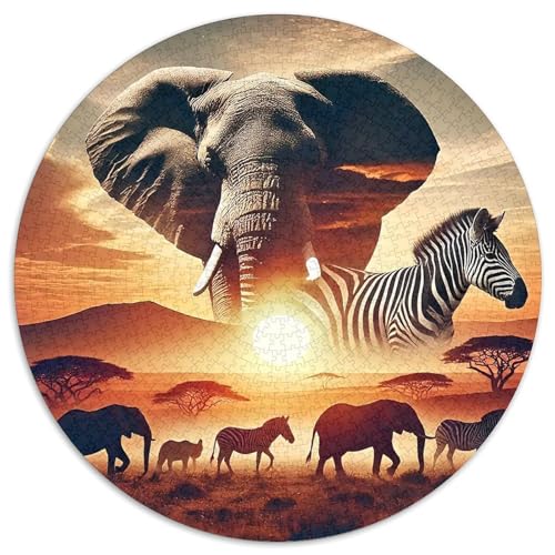 Elefanten Puzzle 1000 Teile Rund Puzzles Erwachsene Und Kinder Ostereiern Boden Romantisches Motiv Ältere Magischer Lernspiel Rätsel 1000pcs (67.5x67.5cm) von RTTASVLZX