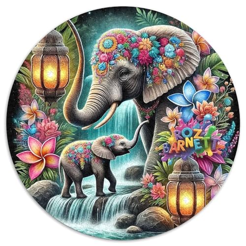 Elefanten Puzzle 1000 Teile Rund Puzzles Erwachsene Und Kinder Romantisches Motiv Ältere Magischer Lernspiel Rätsel Teiliges Clevere 1000pcs (67.5x67.5cm) von RTTASVLZX