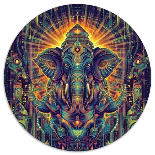 Elefanten Rund Puzzles 1000 Teile Erwachsene Und Kinder Puzzle Lernspiel Rätsel Teiliges Clevere Voller Größe Geschenk Poster Spiel 1000pcs (67.5x67.5cm) von RTTASVLZX
