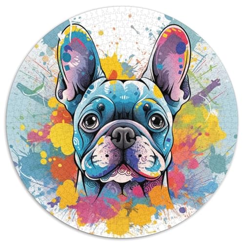 Französische Bulldogge Puzzle 1000 Teile Rund Puzzles Erwachsene Und Kinder Romantisches Motiv Ältere Magischer Lernspiel Rätsel Teiliges Clevere 1000pcs (67.5x67.5cm) von RTTASVLZX