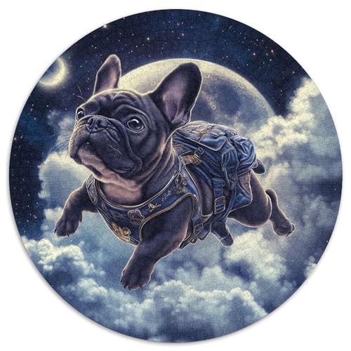 Französische Bulldogge Rund Puzzles 1000 Teile Erwachsene Und Kinder Puzzle Romantisches Motiv Ältere Magischer Lernspiel Rätsel Teiliges Clevere 1000pcs (67.5x67.5cm) von RTTASVLZX