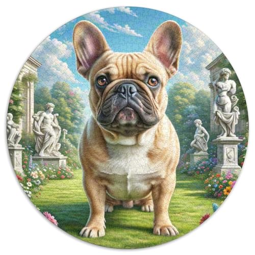 Französische Bulldogge Rund Puzzles 1000 Teile Erwachsene Und Kinder Puzzle Spielabende Lernen Fordernde Kleinkinder Heraus Große Ostereiern Boden 1000pcs (67.5x67.5cm) von RTTASVLZX