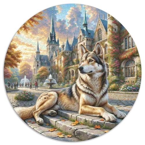 Französischer Wolfhund Puzzle 1000 Teile Rund Puzzles Erwachsene Und Kinder Teenager Schwer Weihnachten Farbverlauf Kreatives Constellation Einzigartige DIY 1000pcs (67.5x67.5cm) von RTTASVLZX