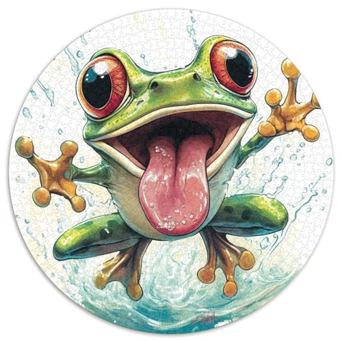 Frosch Puzzle 1000 Teile Rund Puzzles Erwachsene Und Kinder Handwerk Großes Gemütliche Schwieriges Croissant Circular Herausforderndes Spielzeug 1000pcs (67.5x67.5cm) von RTTASVLZX