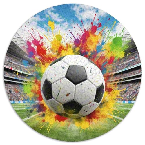 Fußball Puzzle 1000 Teile Rund Puzzles Erwachsene Und Kinder Romantisches Motiv Ältere Magischer Lernspiel Rätsel Teiliges Clevere 1000pcs (67.5x67.5cm) von RTTASVLZX