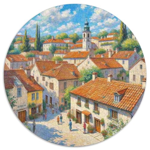 Gekorma Stadt Rund Puzzles 1000 Teile Erwachsene Und Kinder Puzzle Landschaftshaus Spielabende Lernen Fordernde Kleinkinder Heraus Große Ostereiern Boden 1000pcs (67.5x67.5cm) von RTTASVLZX