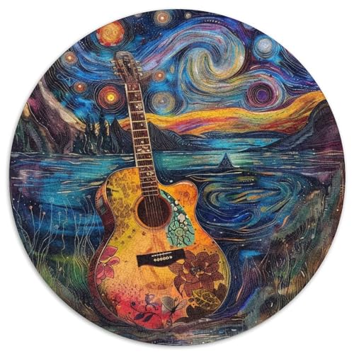Gitarre 1000 Stück Puzzle Rund Puzzles Erwachsene Und Kinder Legespiel Spiele Geschicklichkeitsspiel Geschenk Spielabende Lernen Fordernde Kleinkinder 1000pcs (67.5x67.5cm) von RTTASVLZX