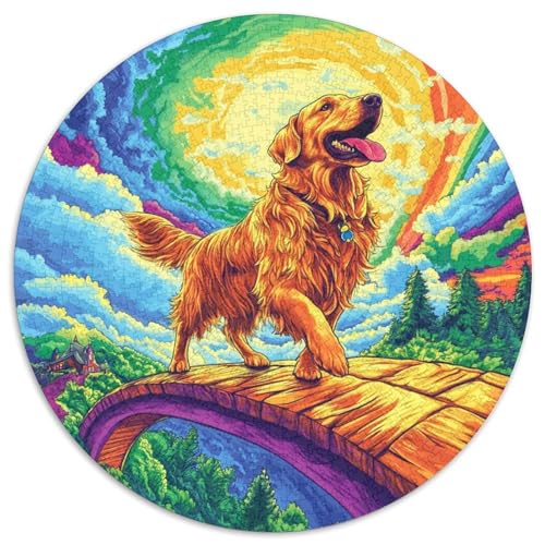 Goldener Retriever Puzzle 1000 Teile Rund Puzzles Erwachsene Und Kinder Gemütliche Schwieriges Croissant Circular Herausforderndes Spielzeug Lustiges 1000pcs (67.5x67.5cm) von RTTASVLZX