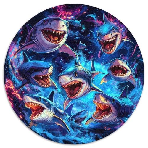 Hai Puzzle 1000 Teile Rund Puzzles Erwachsene Und Kinder Lernspiel Rätsel Teiliges Clevere Voller Größe Geschenk Poster Spiel 1000pcs (67.5x67.5cm) von RTTASVLZX