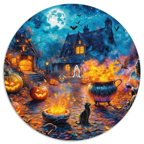 Halloween Nacht Puzzle 1000 Teile Rund Puzzles Erwachsene Und Kinder Spielabende Lernen Fordernde Kleinkinder Heraus Große Ostereiern Boden 1000pcs (67.5x67.5cm) von RTTASVLZX