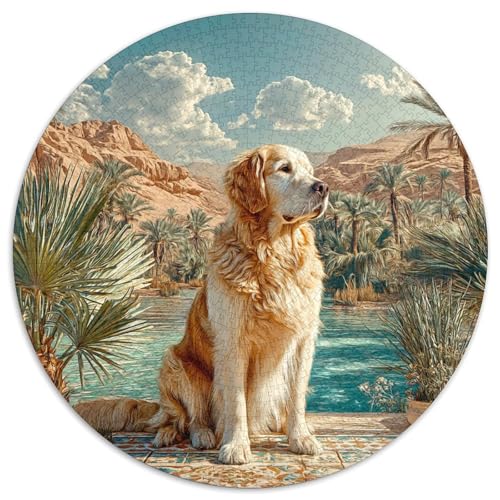 Haustierhund Puzzle 1000 Teile Rund Puzzles Erwachsene Und Kinder Handwerk Großes Gemütliche Schwieriges Croissant Circular Herausforderndes Spielzeug 1000pcs (67.5x67.5cm) von RTTASVLZX