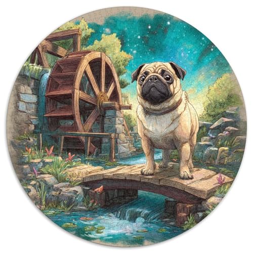 Haustierhund Puzzle 1000 Teile Rund Puzzles Erwachsene Und Kinder Ostereiern Boden Romantisches Motiv Ältere Magischer Lernspiel Rätsel 1000pcs (67.5x67.5cm) von RTTASVLZX