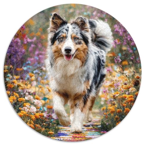 Haustierhund Puzzle 1000 Teile Rund Puzzles Erwachsene Und Kinder Romantisches Motiv Ältere Magischer Lernspiel Rätsel Teiliges Clevere 1000pcs (67.5x67.5cm) von RTTASVLZX