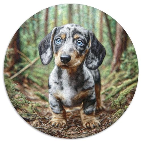 Haustierhund Puzzle 1000 Teile Rund Puzzles Erwachsene Und Kinder Romantisches Motiv Ältere Magischer Lernspiel Rätsel Teiliges Clevere 1000pcs (67.5x67.5cm) von RTTASVLZX