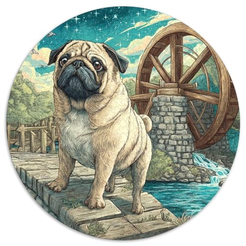 Haustierhund Rund Puzzles 1000 Teile Erwachsene Und Kinder Puzzle Geschicklichkeitsspiel Geschenk Spielabende Lernen Fordernde Kleinkinder Heraus Große 1000pcs (67.5x67.5cm) von RTTASVLZX