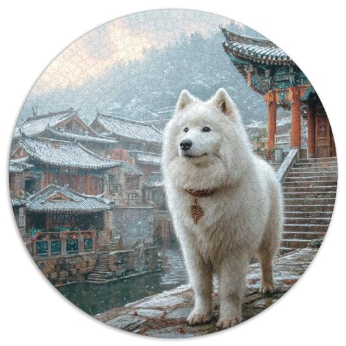 Haustierhund Rund Puzzles 1000 Teile Erwachsene Und Kinder Puzzle Heraus Große Ostereiern Boden Romantisches Motiv Ältere Magischer 1000pcs (67.5x67.5cm) von RTTASVLZX