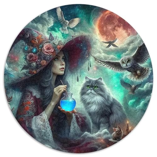 Hexe 1000 Stück Puzzle Rund Puzzles Erwachsene Und Kinder Hexe Handwerk Großes Gemütliche Schwieriges Croissant Circular Herausforderndes Spielzeug 1000pcs (67.5x67.5cm) von RTTASVLZX