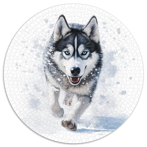 Huskies Puzzle 1000 Teile Rund Puzzles Erwachsene Und Kinder Ältere Magischer Lernspiel Rätsel Teiliges Clevere Voller Größe Geschenk 1000pcs (67.5x67.5cm) von RTTASVLZX
