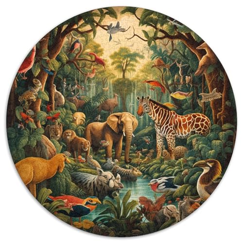 Jungle Tieres Puzzle 1000 Teile Rund Puzzles Erwachsene Und Kinder Lernspiel Rätsel Teiliges Clevere Voller Größe Geschenk Poster Spiel 1000pcs (67.5x67.5cm) von RTTASVLZX