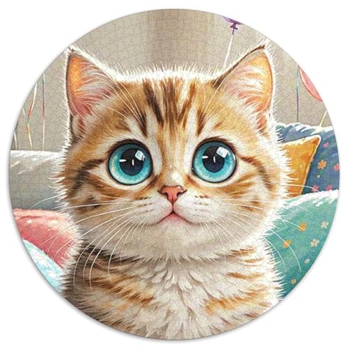 Kitty 1000 Stück Puzzle Rund Puzzles Erwachsene Und Kinder Good Friend Partner Katze Legespiel Spiele Geschenk Lernen Fordernde Kleinkinder 1000pcs (67.5x67.5cm) von RTTASVLZX