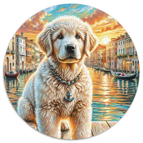 Labradoodle 1000 Stück Puzzle Rund Puzzles Erwachsene Und Kinder Handwerk Großes Gemütliche Schwieriges Croissant Circular Herausforderndes Spielzeug 1000pcs (67.5x67.5cm) von RTTASVLZX