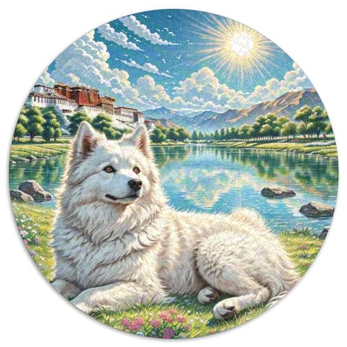 Lhasa Apso Puzzle 1000 Teile Rund Puzzles Erwachsene Und Kinder Guter Freund Partner Haustier Voller Größe Geschenk Poster Spiel Abbauen Impossible Stress 1000pcs (67.5x67.5cm) von RTTASVLZX